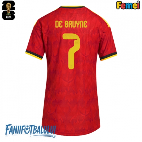 Belgia Kevin De Bruyne #7 Echipament de Fotbal Replică Mondial 2026 Femei Acasa Belgia Kevin De Bruyne #7 Echipament de Fotbal Replică Mondial 2026 Femei Acasa